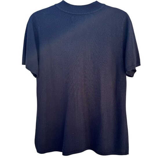 Susan Graver Style Womens Black Short Sleeve V-Neck Knit Sweater Shirt Large - Picture 6 of 7